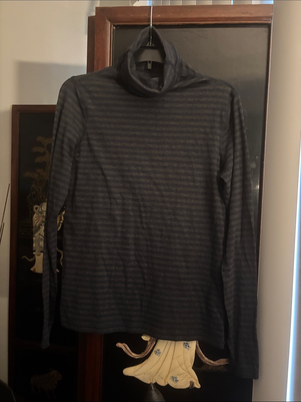 Cabi women’s Long-Sleeve Striped Turtleneck Sweater - Charcoal/Black